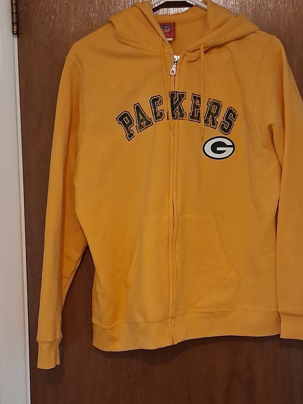 Women's Yellow Green Bay Packers  Full-Zip Hoodie Size XL